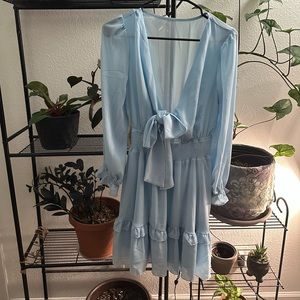 Light Blue Ruffle Mini Dress